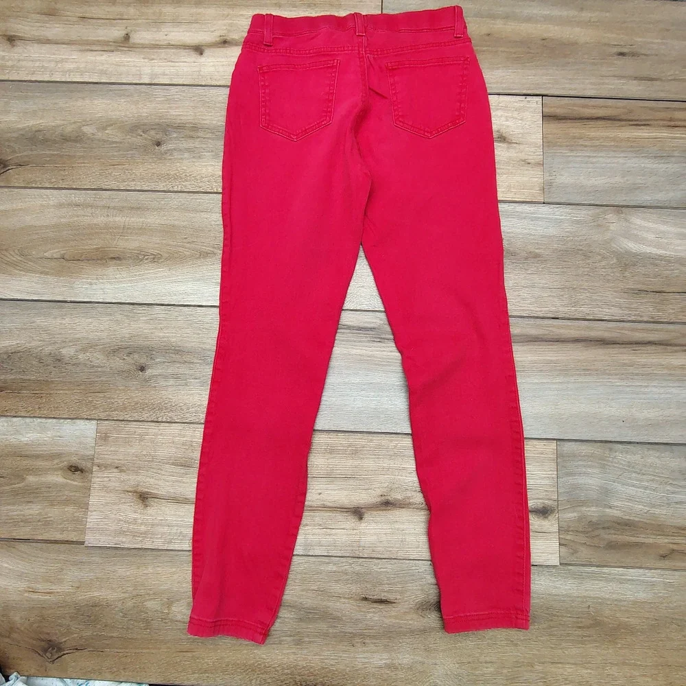 Energie Pop Up Skinny Jeans Women's 28x28 Red Stretch Denim Y2K Low Rise Y2K